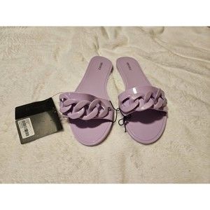 NWT Forever 21 Women’s Sandal Slides Jelly Plastic Lilac Purple Chain Size 7 NEW